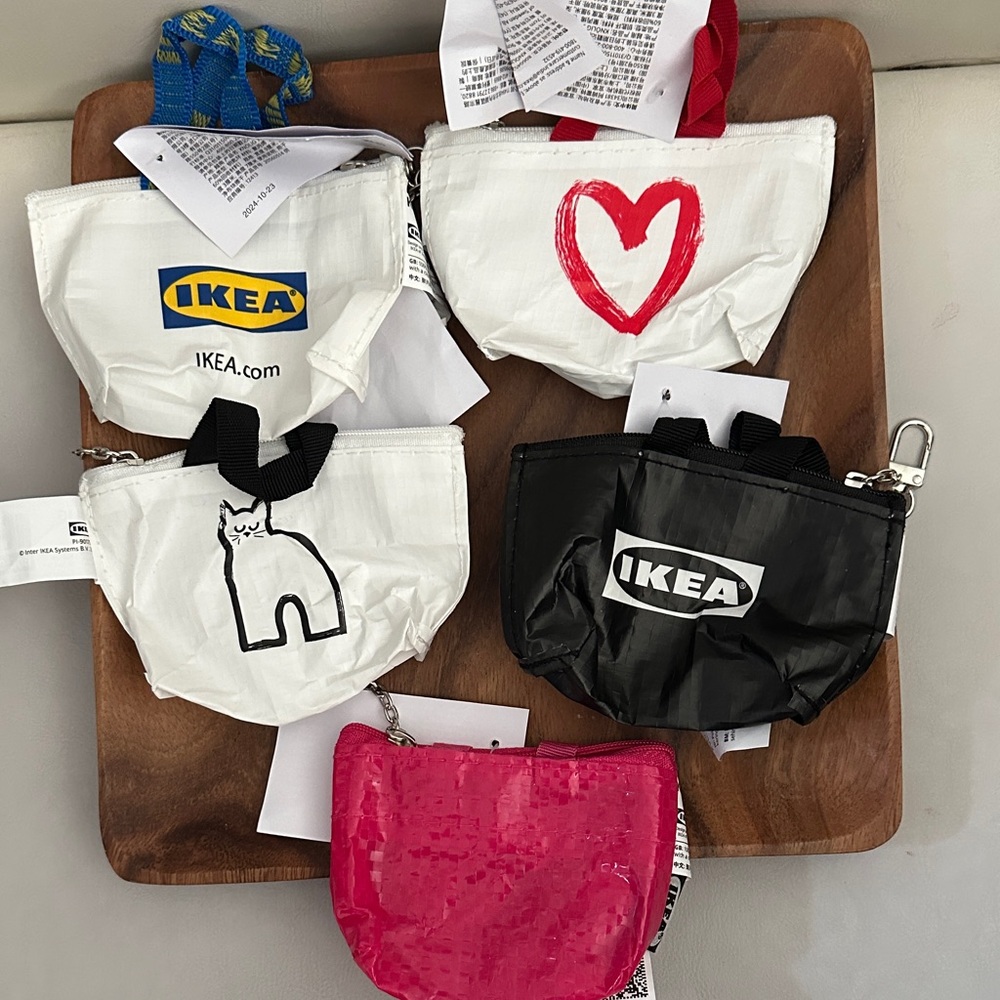 IKEA Kids Bag Collection - Black, White, Pink, hearts, cat kitten mini keychain